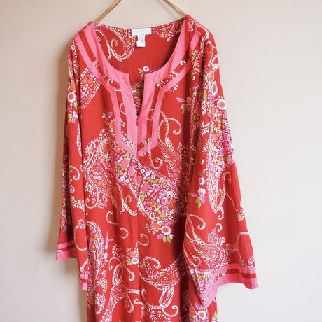 vintage rayon floral paisley kaftan dress