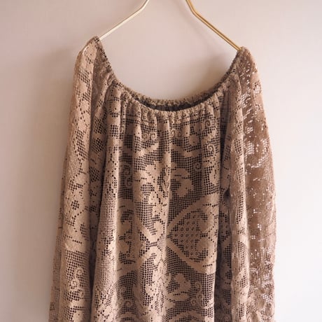 80s "Becky Bisoulis" filet lace blouse & skirt set