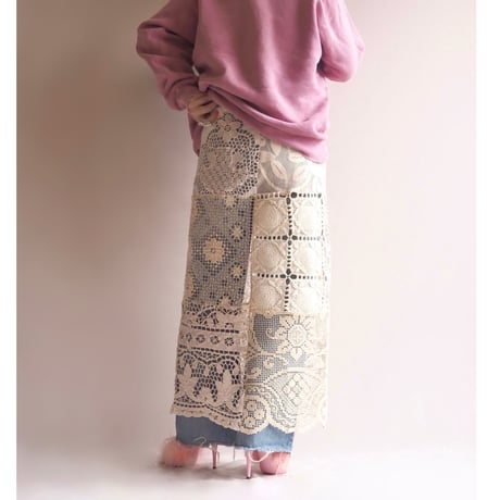 original remake lace patchwork maxi skirt 【E】