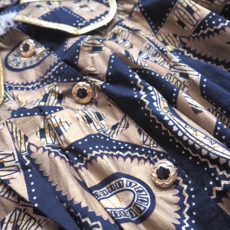 "The African Village" big collar tunic dress (NV×GD)