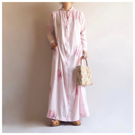 70s "Travel Lite" floral house maxi dress