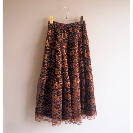90s "Carole Little Sport" lace tiered midi skirt