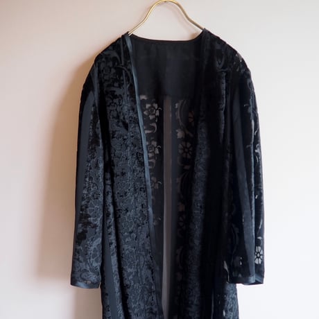 vintage floral velvet sheer robe