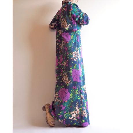 70s made in Sweden glitter floral maxi dress