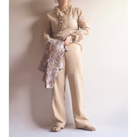 70s made in Ireland sheer ruffle blouse
