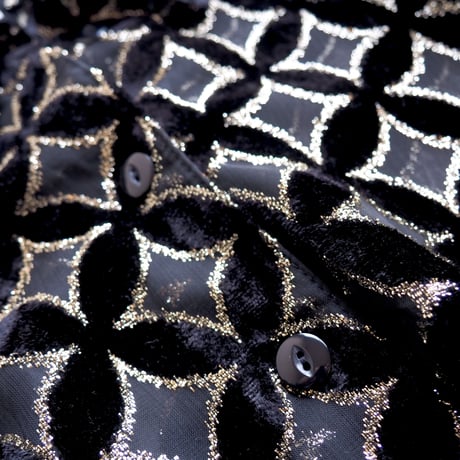 vintage abstract velvet × sheer blouse