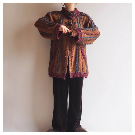 "CURIO" multi yarn design knit jacket