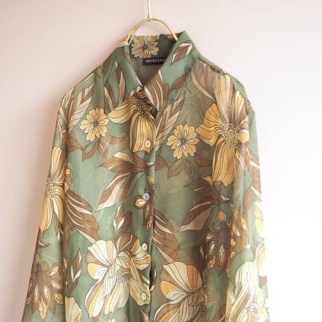"impressions" floral print sheer blouse
