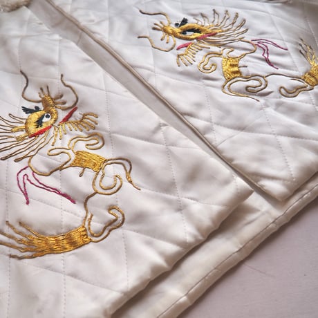 50〜60s chinese embroidered quilt jacket (ivory)