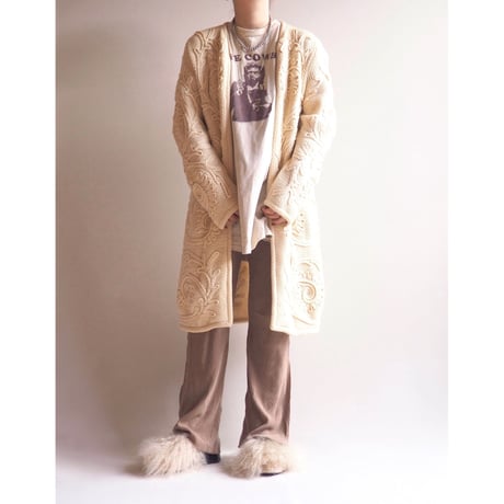 vintage embroidered design long cardigan