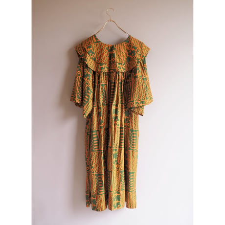"YOU LIM of California" big collar tribal maxi dress