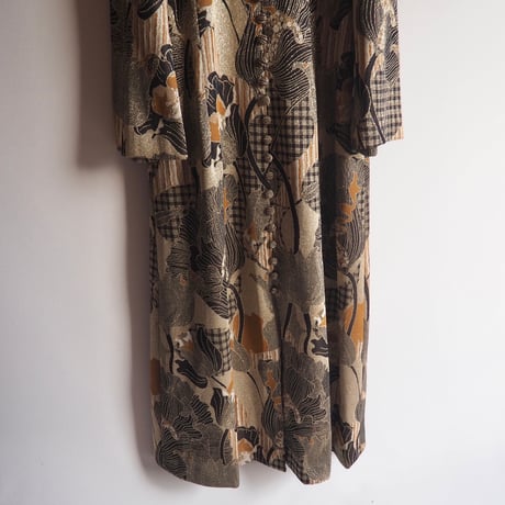 70s metallic floral maxi dress