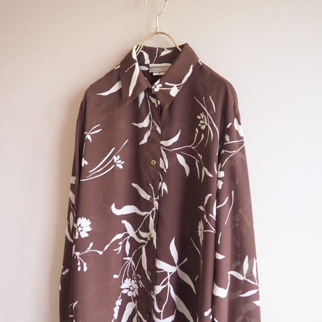"Coldwater Creek" brown sheer floral blouse