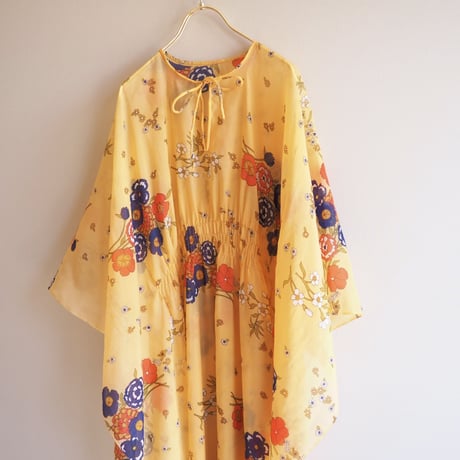 70s floral sheer kaftan dress