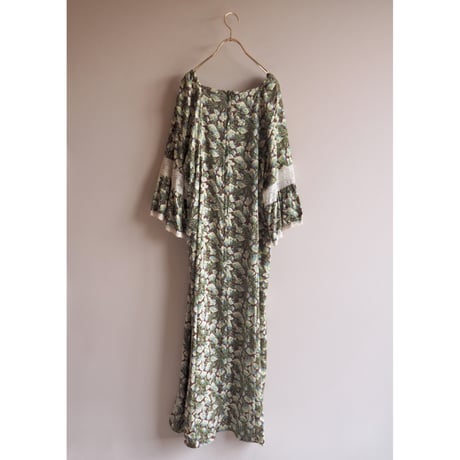 60〜70s "Lady Lewis" lace floral maxi dress