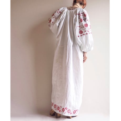 vintage ukrainian embroidered maxi dress