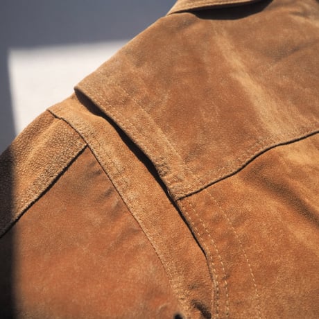 made in Australia drawstring suede × quilted jacket