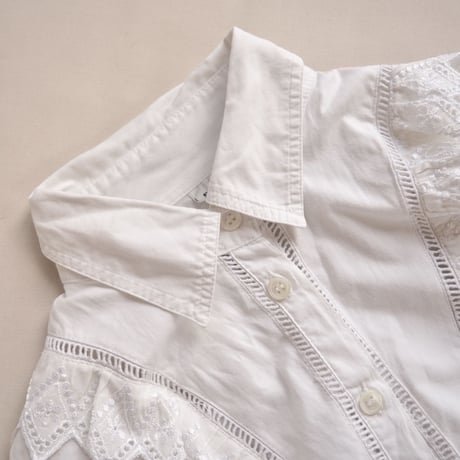80〜90s folk cotton ruffle blouse