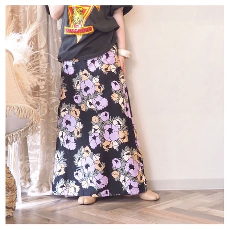 70s floral cotton maxi skirt