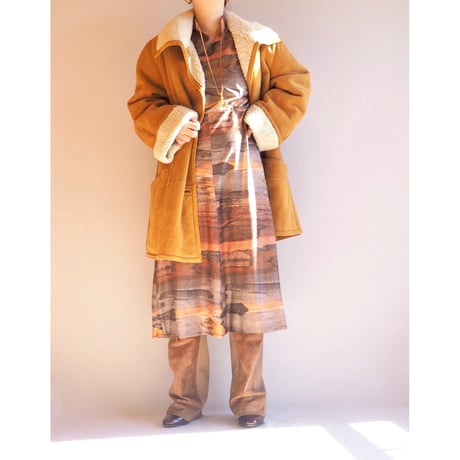 70s abstract print house midi dress