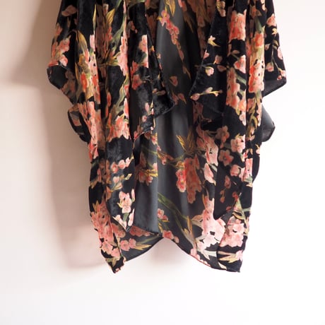 vintage floral velvet burnout robe