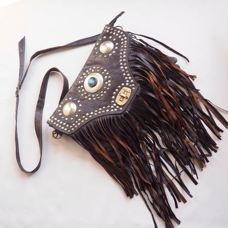 70〜80s studs fringe leather bag