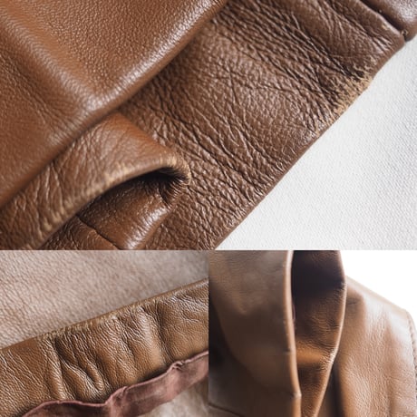 "slavonija" round collar echt leather coat