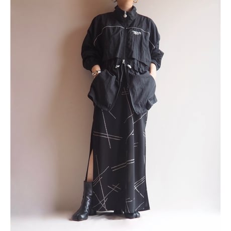 "GANTOS" abstract print side slit maxi skirt