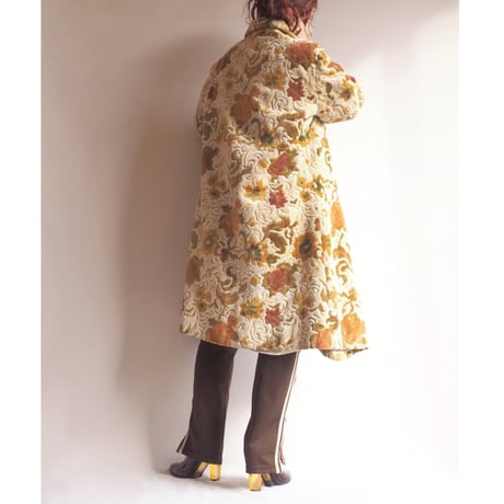 60s〜 beige floral tapestry coat