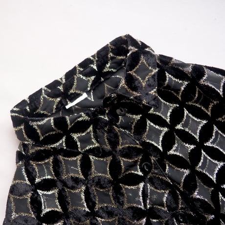 vintage abstract velvet × sheer blouse
