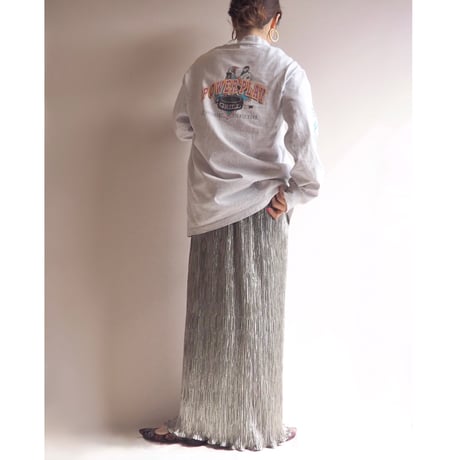 "AFTER DARK" silver pleated maxi skirt