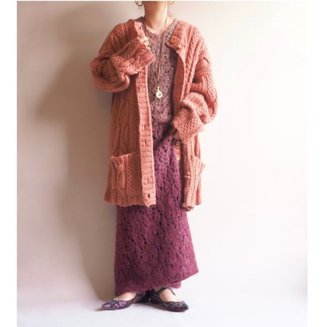 vintage sleeveless gradation knit maxi dress
