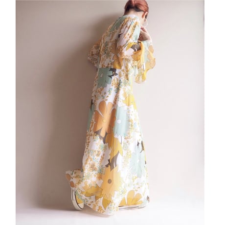 70s floral sheer maxi dress