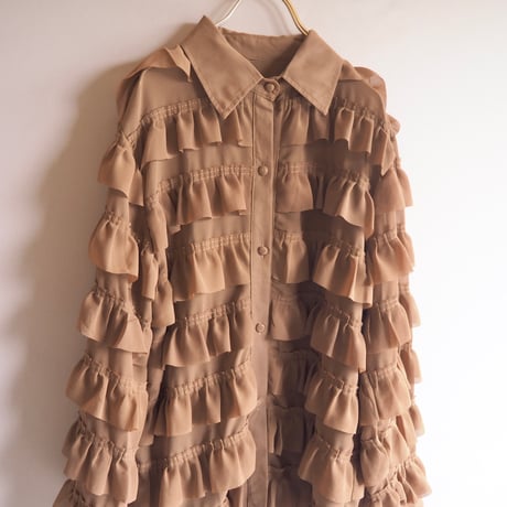 vintage ruffle semi sheer blouse