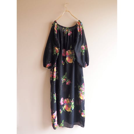 80〜90s floral sheer maxi dress