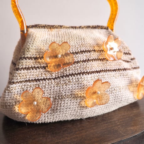 50〜60s floral beads × lucite woven bag
