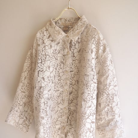 "Notations" floral sheer blouse