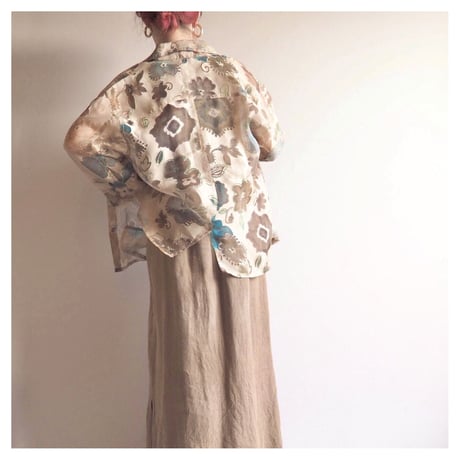 "West End" abstract floral sheer blouse