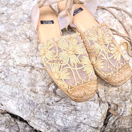 vintage stuart weitzman sheer floral espadrilles