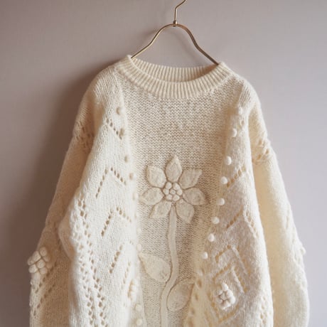 vintage floral popcorn sweater