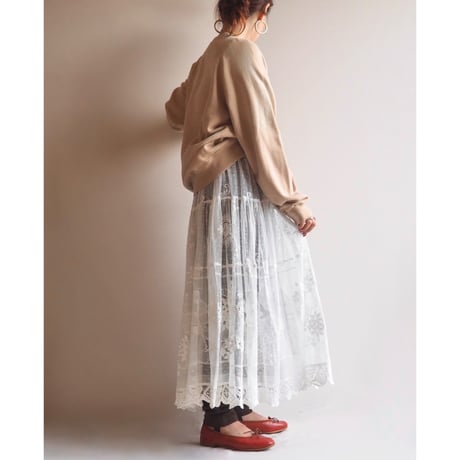 70〜80s lace tiered maxi skirt