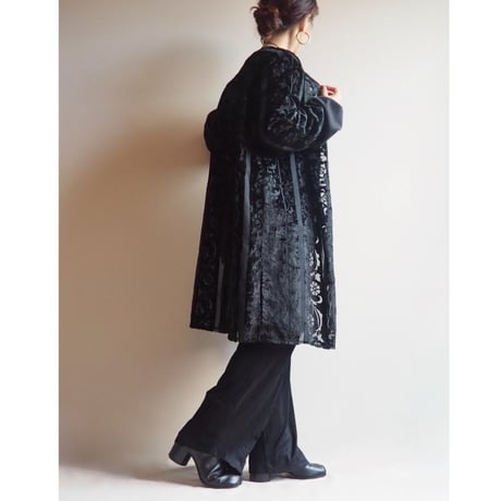 vintage floral velvet sheer robe