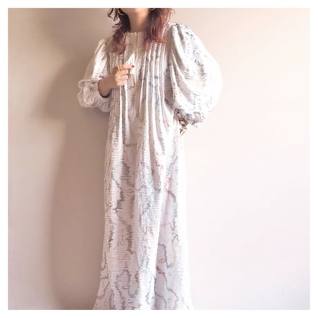 70〜80s "david brown" abstract textured maxi dress