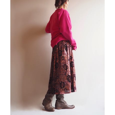 vintage metallic floral skirt