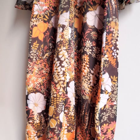 70s flare sleeve floral sheer maxi dress