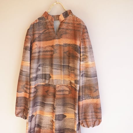 70s abstract print house midi dress