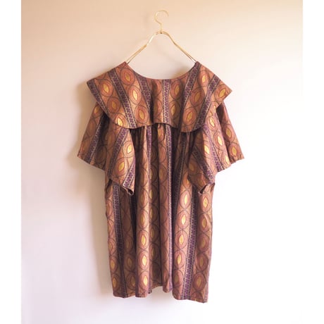 vintage big collar african batik tunic dress
