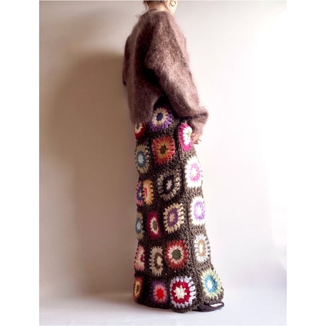 original remake granny square maxi skirt