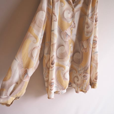 vintage abstract floral print oversized blouse