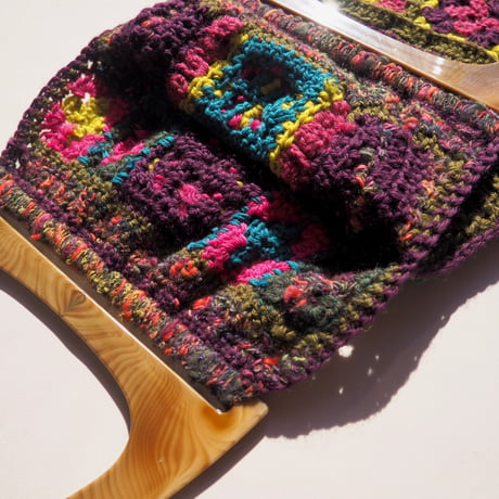70〜80s plastic handle granny knit bag
